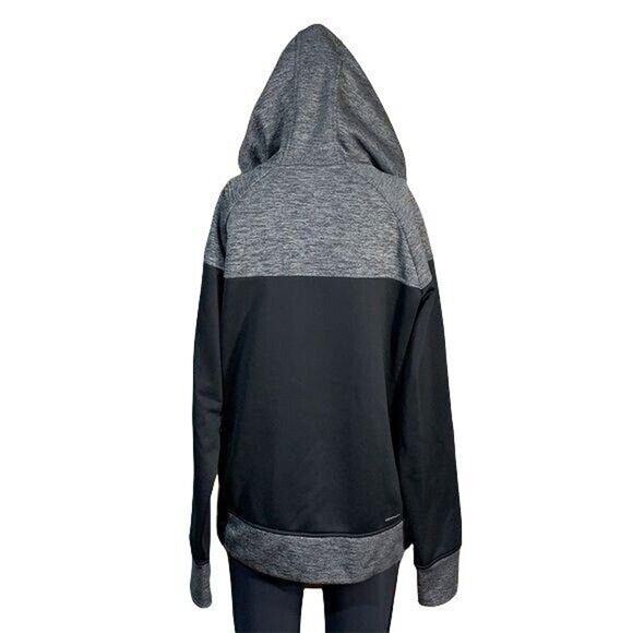 Adidas Womens Hoodie Sweatshirt Fleece Lined Pullover Sporty Black Green Large - Picture 8 of 13